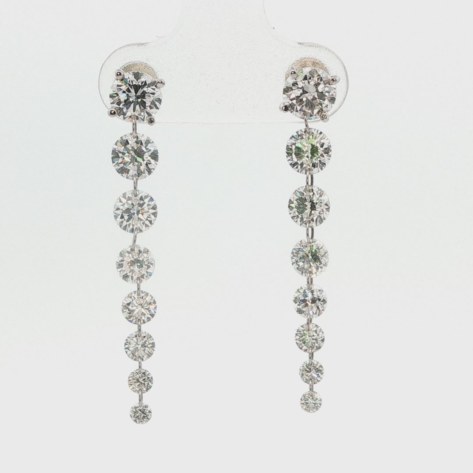 14K White Gold Diamond Drop Earrings 
