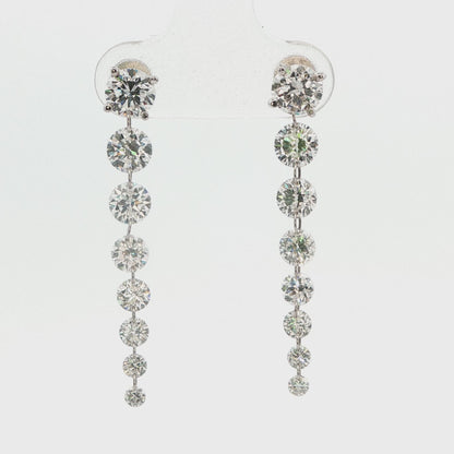 14K White Gold Diamond Drop Earrings 