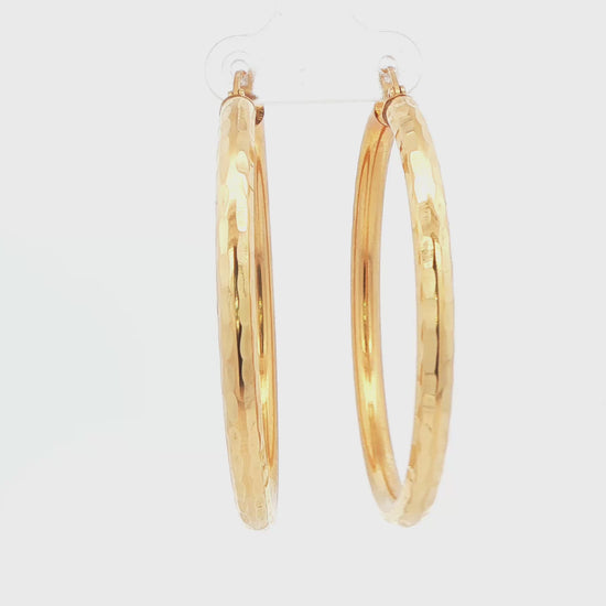 14K YG LARGE SIMPLE TUBE HOOP EARRING 5.2G