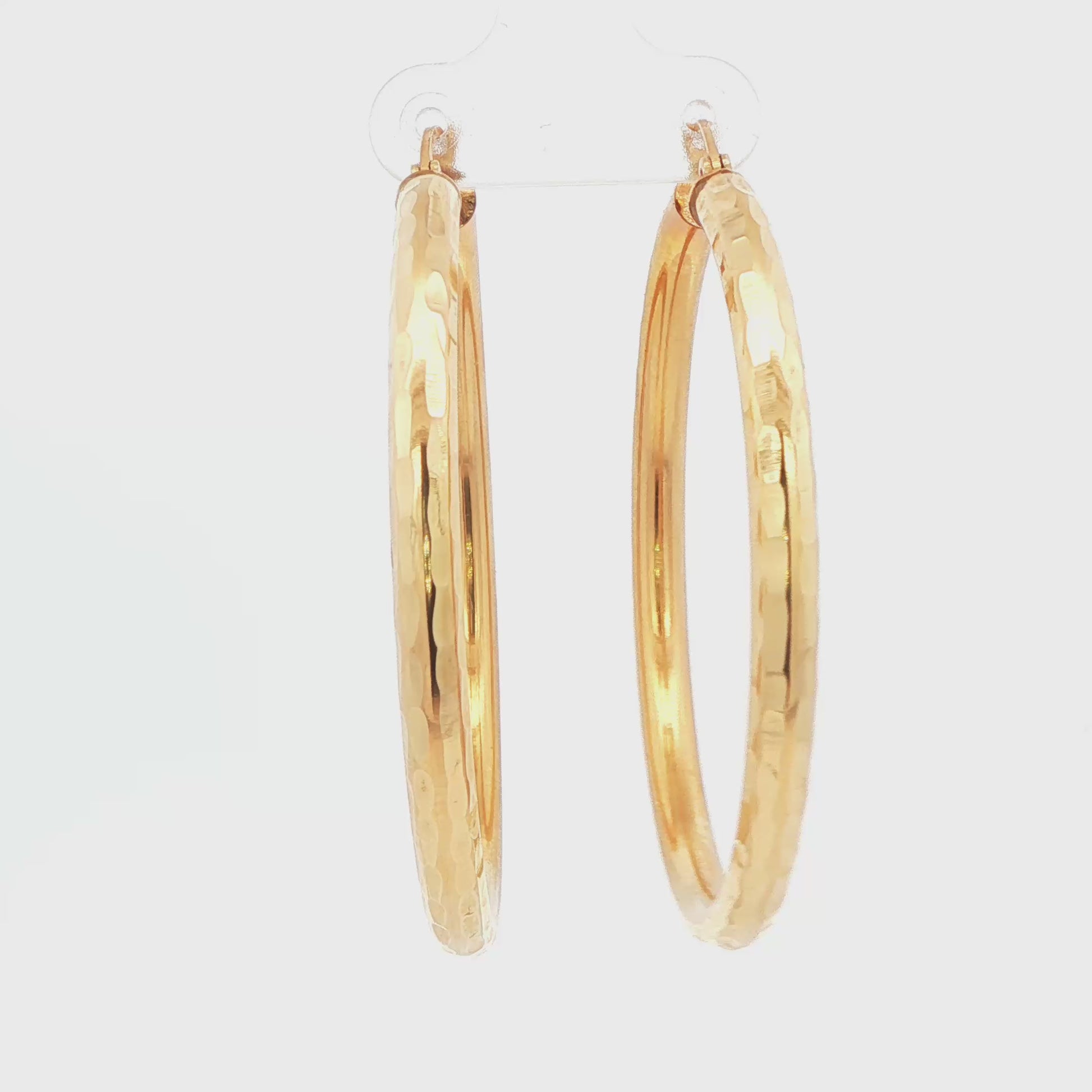 14K YG LARGE SIMPLE TUBE HOOP EARRING 5.2G
