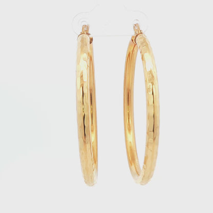 14K YG LARGE SIMPLE TUBE HOOP EARRING 5.2G