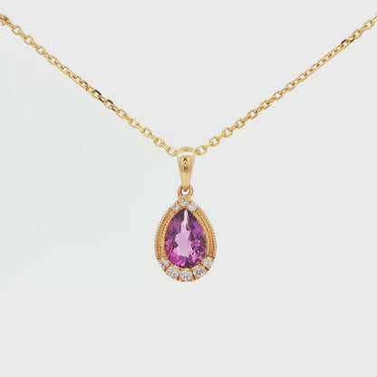 14K YG PR AMETH SEMI PREC\ DIA PNDT