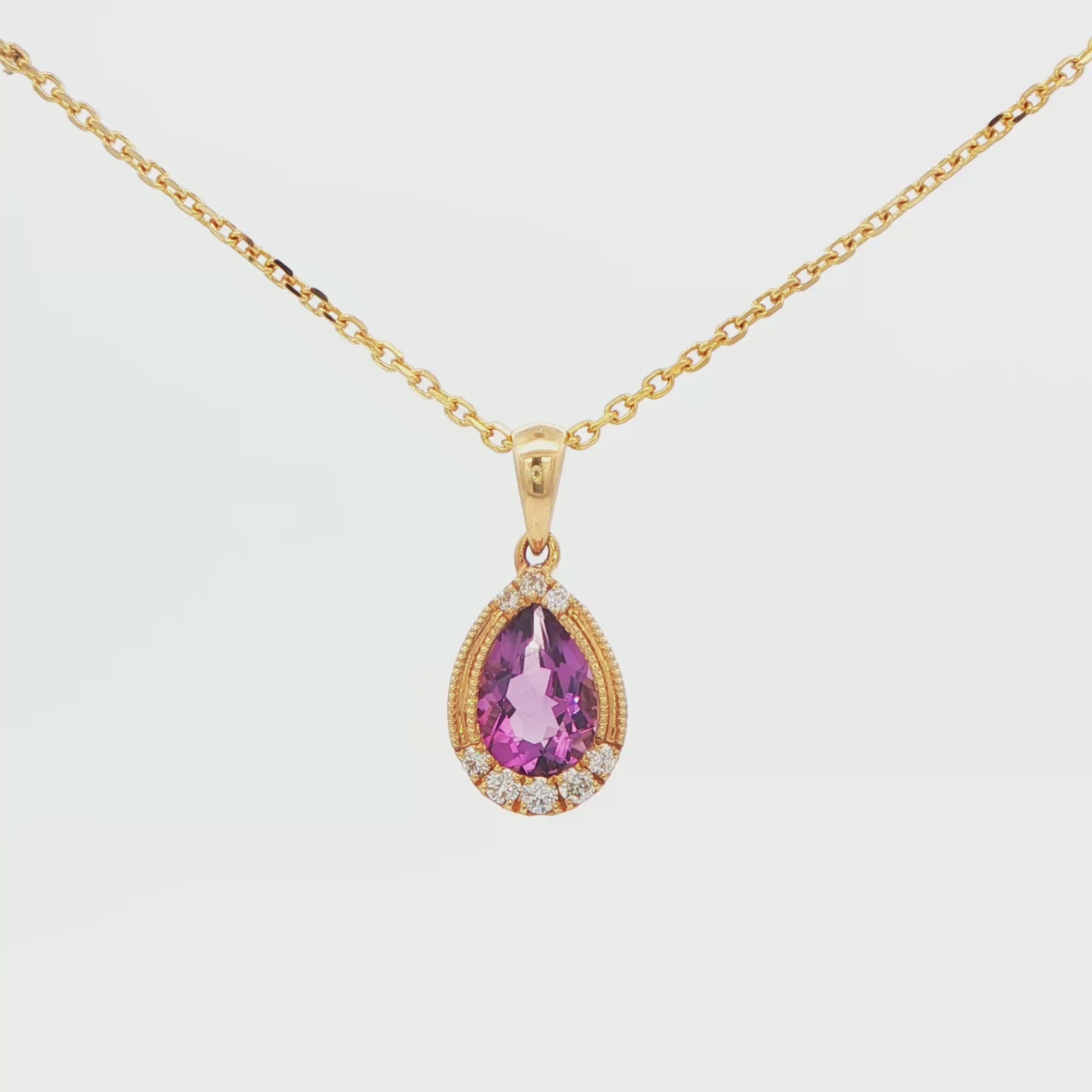 14K YG PR AMETH SEMI PREC\ DIA PNDT