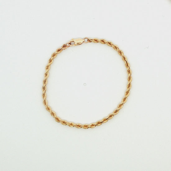 14K YG 3.2MM SOLID ROPE BRACELET, 6.75\" 6.2G