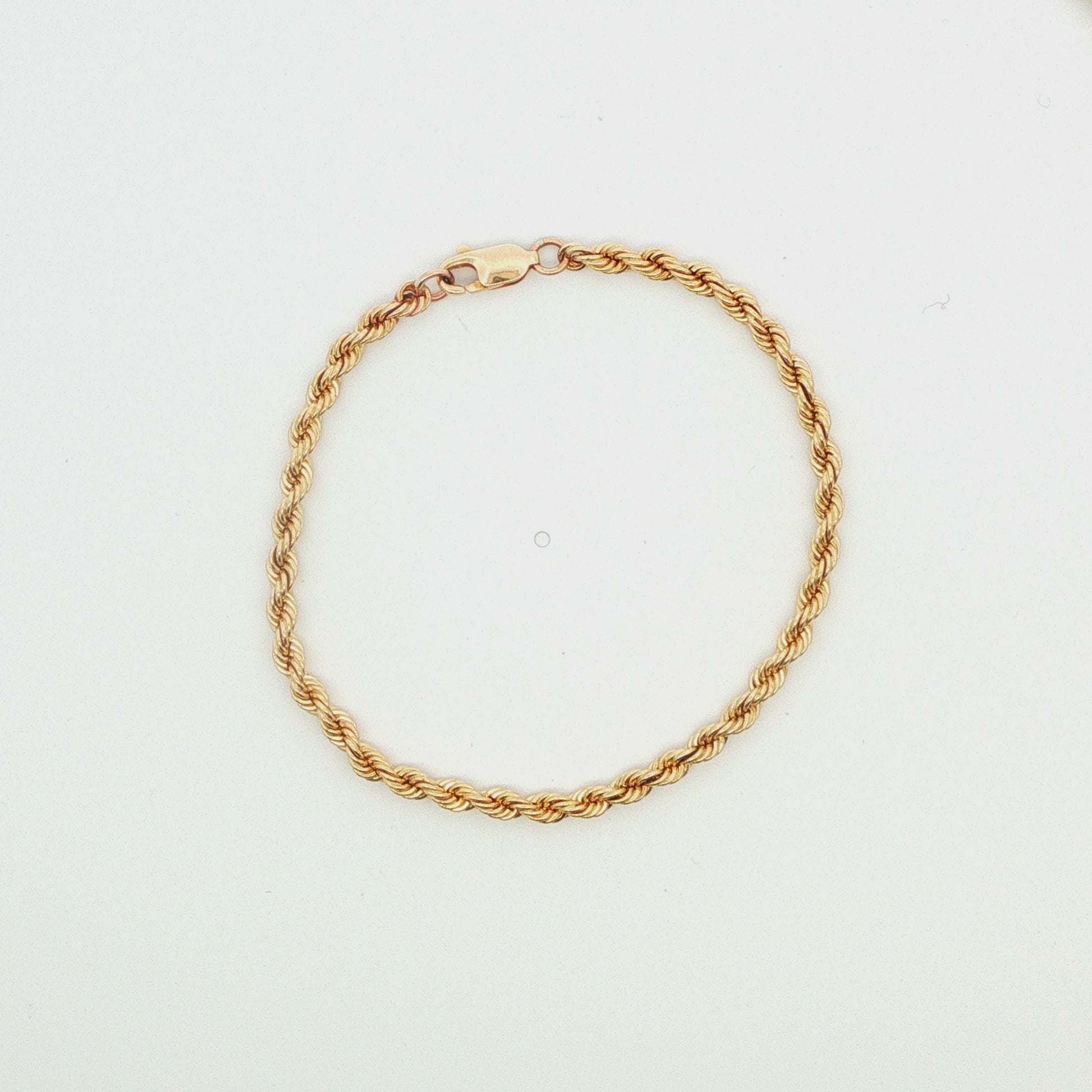 14K YG 3.2MM SOLID ROPE BRACELET, 6.75\" 6.2G