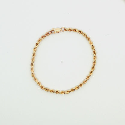 14K YG 3.2MM SOLID ROPE BRACELET, 6.75\" 6.2G