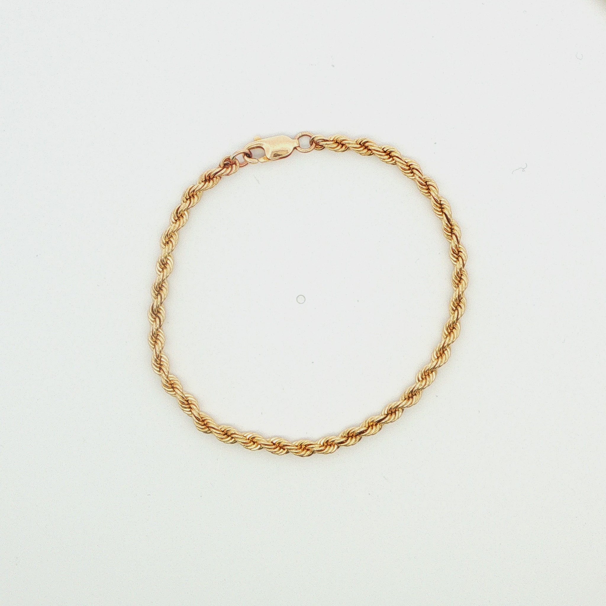 14K YG 3.2MM SOLID ROPE BRACELET, 6.75\" 6.2G