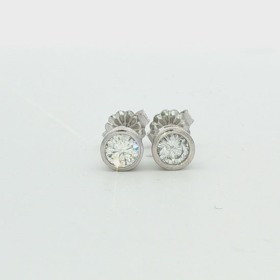 Bezel-Set Diamond Stud Earrings