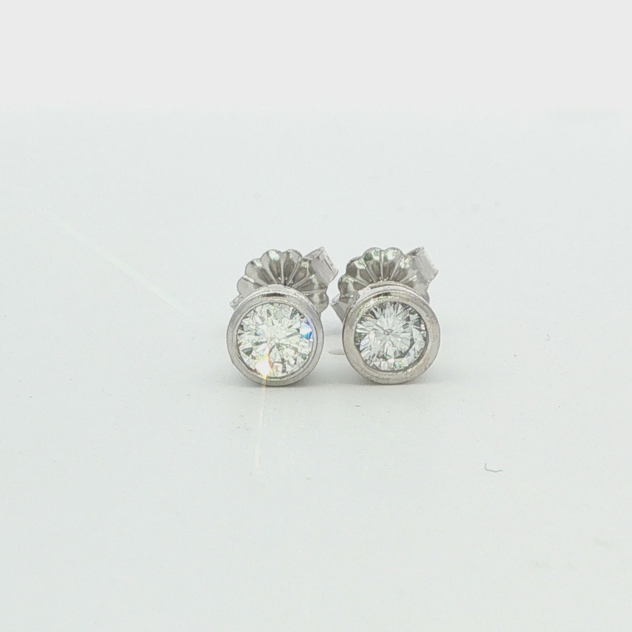 Bezel-Set Diamond Stud Earrings