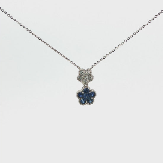 Diamond & Sapphire Flower Pendant Necklace
