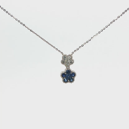 Diamond & Sapphire Flower Pendant Necklace