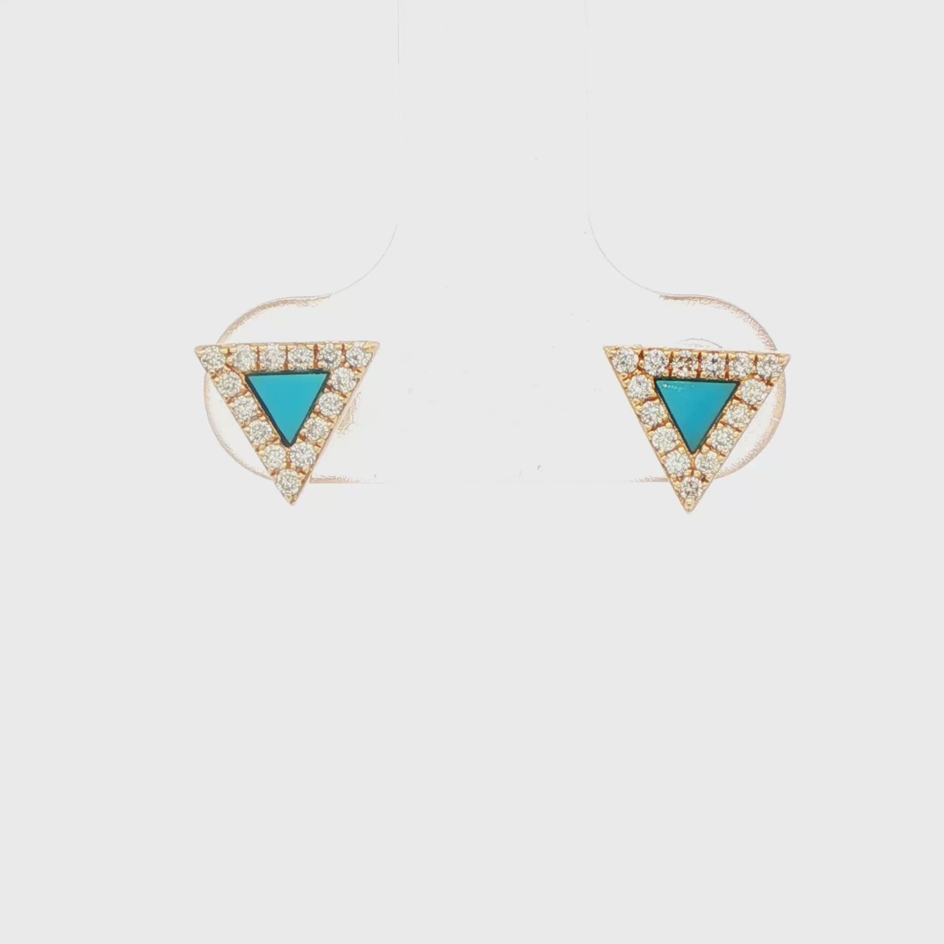 Diamond Triangle Turquoise Stud Earrings
