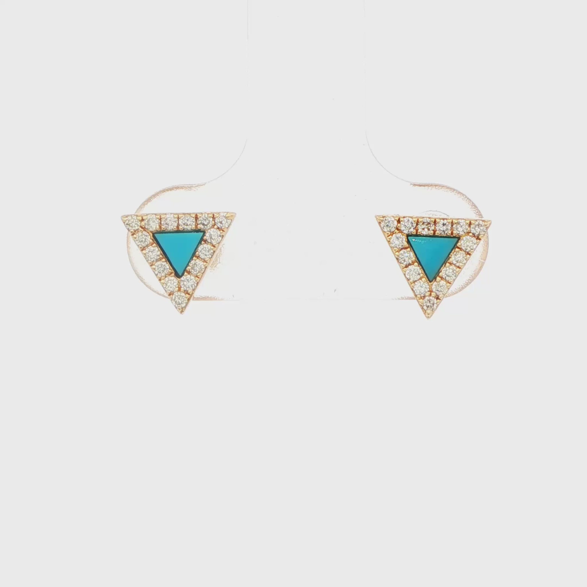 Diamond Triangle Turquoise Stud Earrings