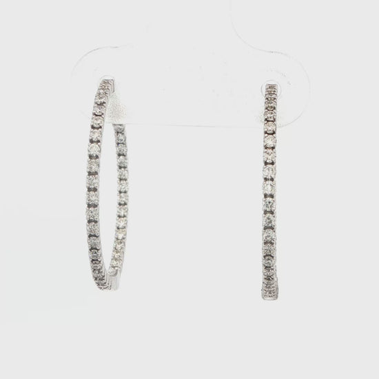 LG: 14K WG 1.22 CTTW INSIDE OUT LAB GROWN DIA. HOOP EAR