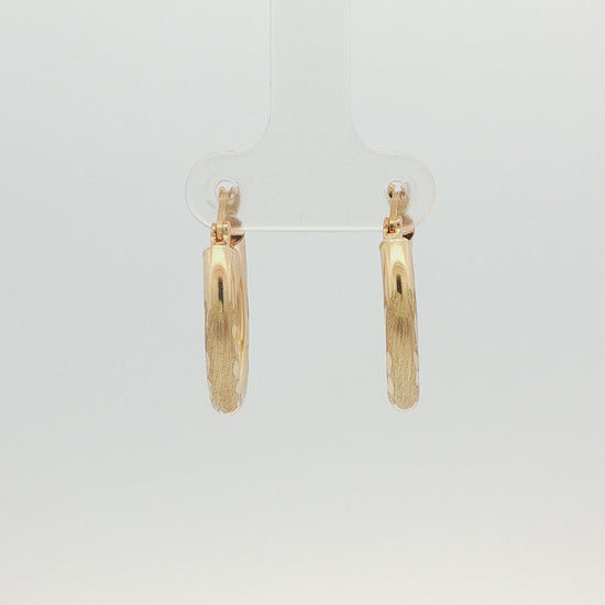 14K YG TEXTURED 20MM 3.20MM WIDE HOOP
