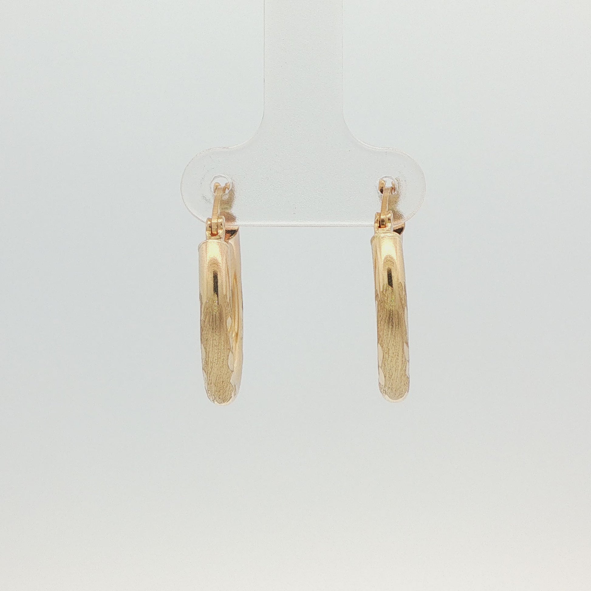 14K YG TEXTURED 20MM 3.20MM WIDE HOOP