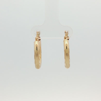 14K YG TEXTURED 20MM 3.20MM WIDE HOOP
