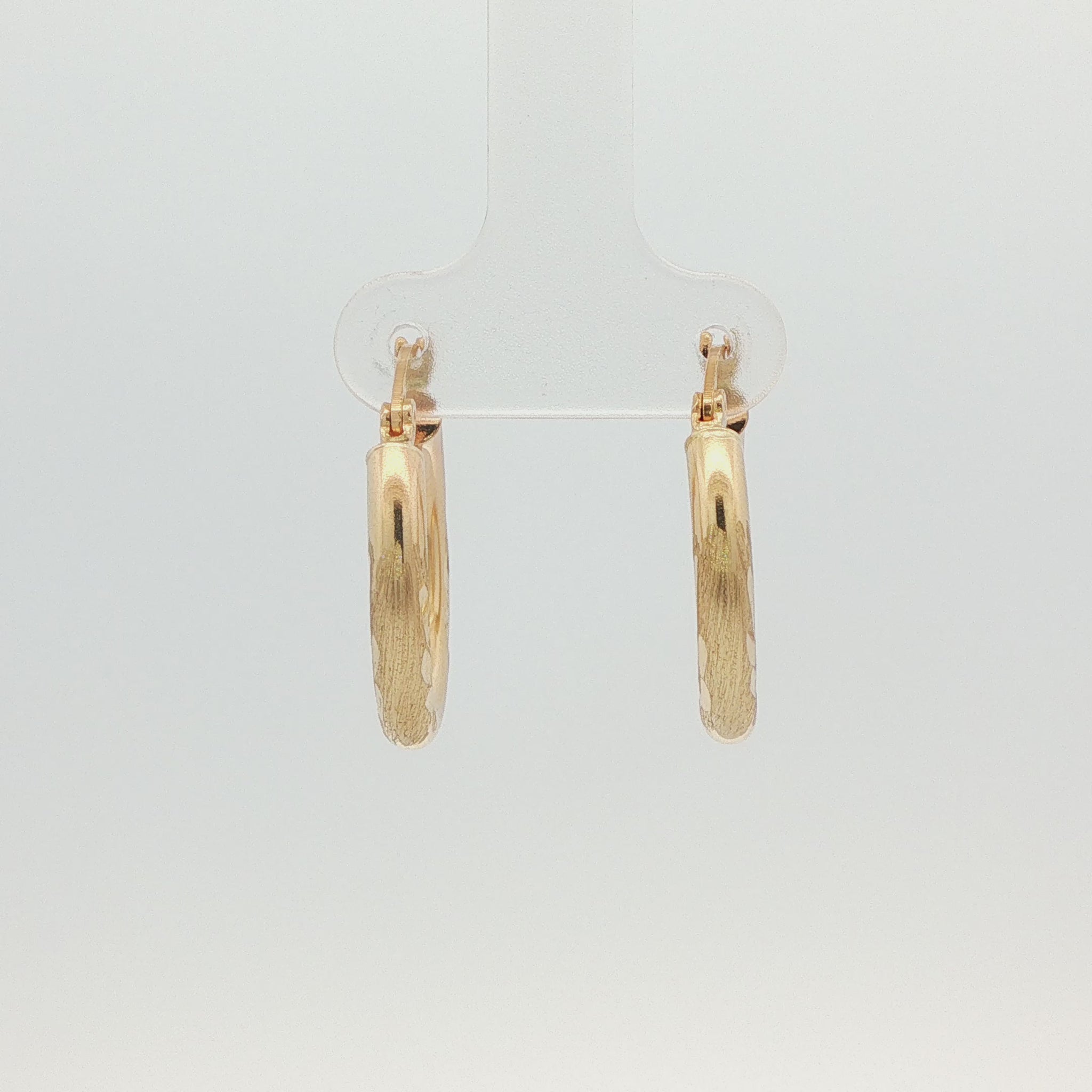14K YG TEXTURED 20MM 3.20MM WIDE HOOP