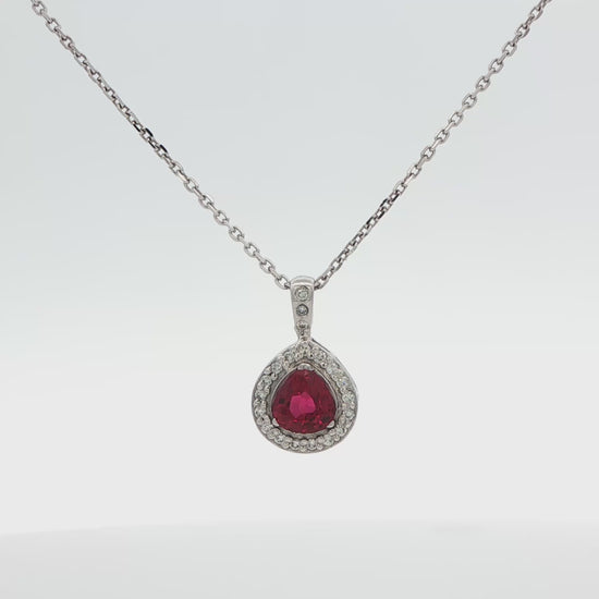 Fancy-Shape Gemstone and Diamond Halo Necklace