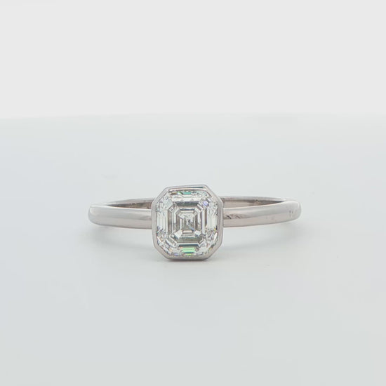 14K White Gold Asscher Cut Diamond Engagement Ring 1.00 CTTW