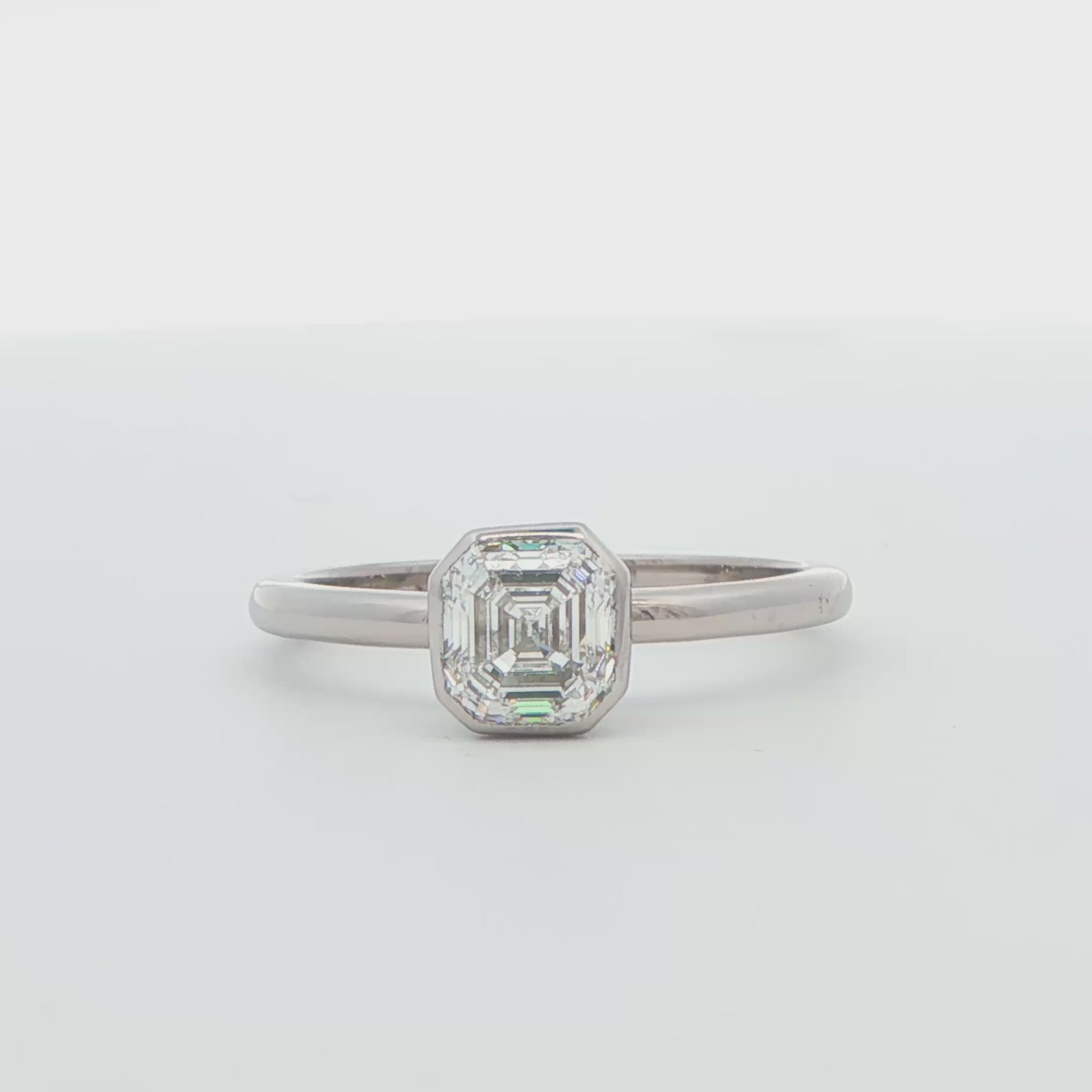 14K White Gold Asscher Cut Diamond Engagement Ring 1.00 CTTW
