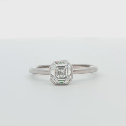 14K White Gold Asscher Cut Diamond Engagement Ring 1.00 CTTW