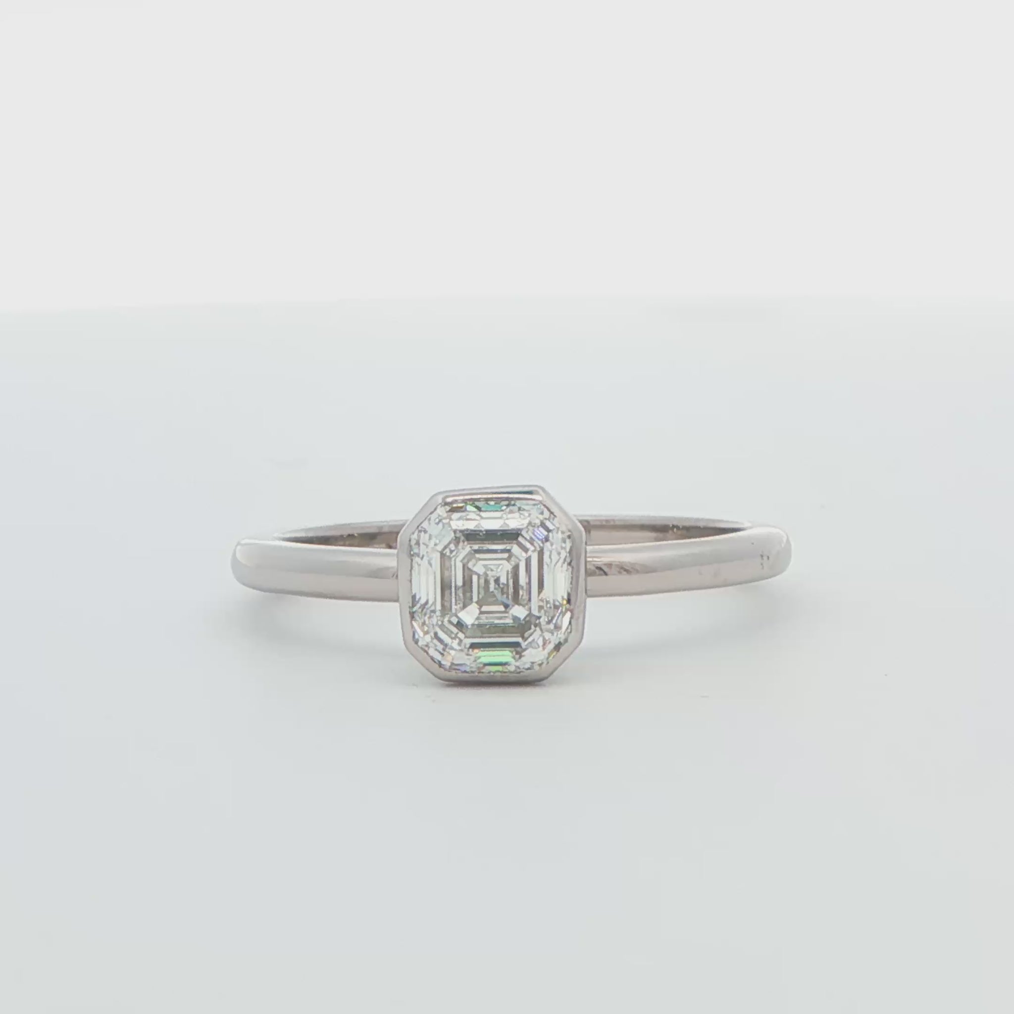 14K White Gold Asscher Cut Diamond Engagement Ring 1.00 CTTW