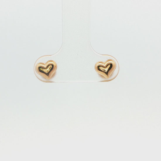 14K YG SIMPLE HEART EARRINGS