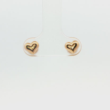 14K YG SIMPLE HEART EARRINGS