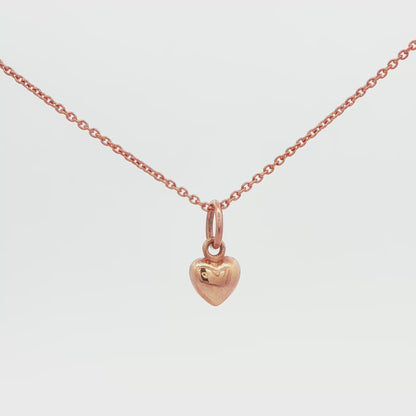 14K Rose Gold Puffed Heart Pendant Necklace