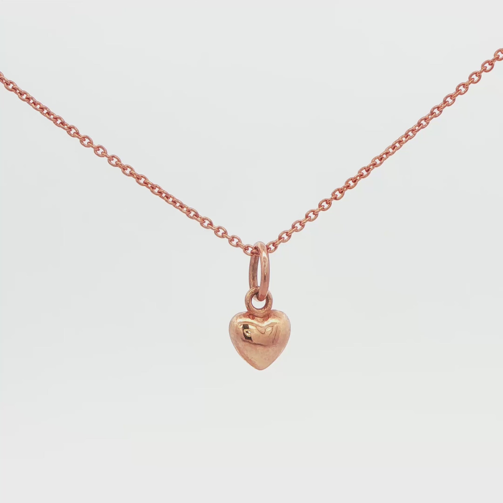 14K Rose Gold Puffed Heart Pendant Necklace