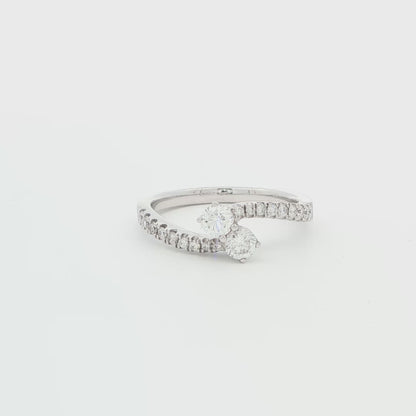 18K White Gold Diamond Bypass Engagement Ring .53ctw