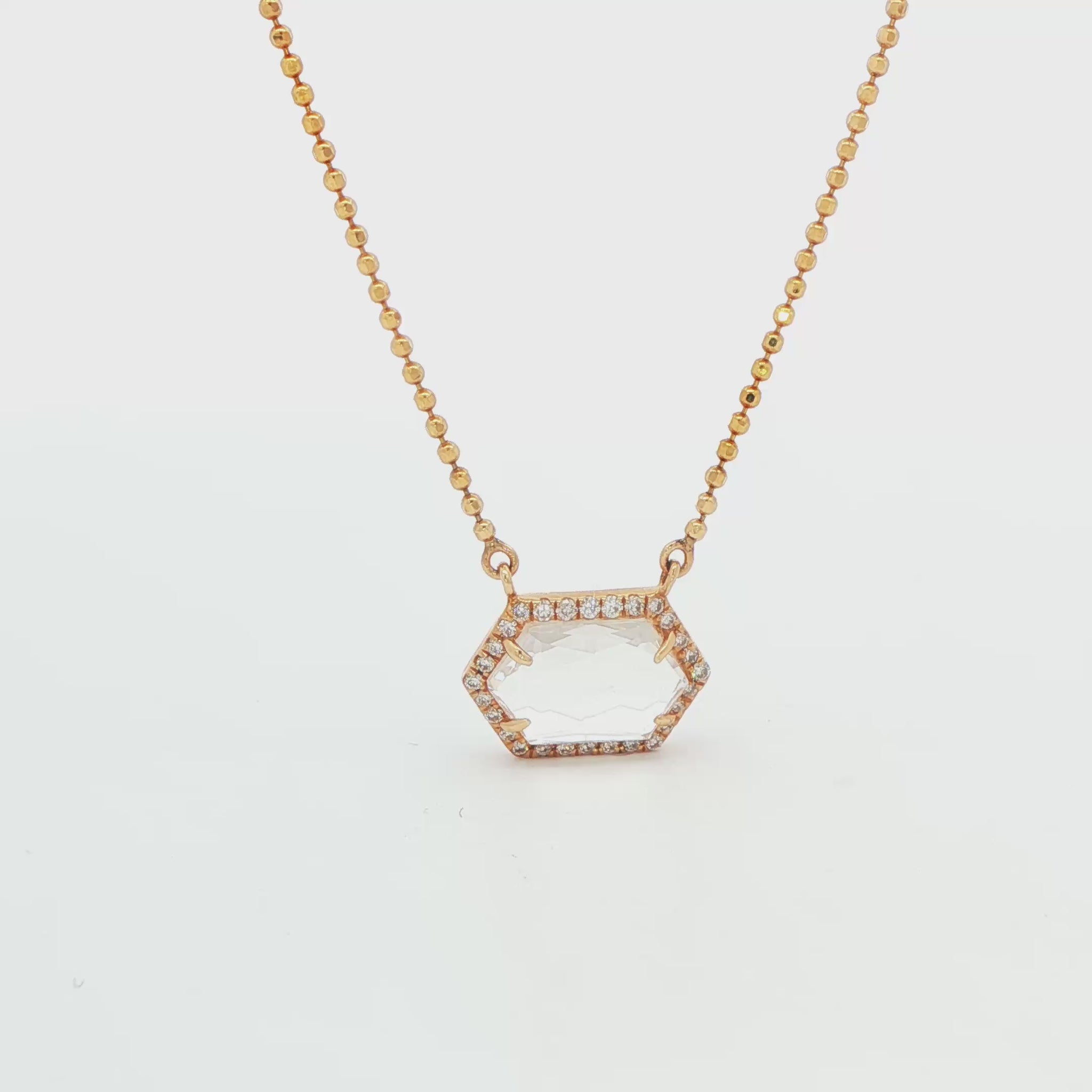 14K YG W. TOPAZ GEO NECKLACE WITH APPX 0.09 CTTW 2