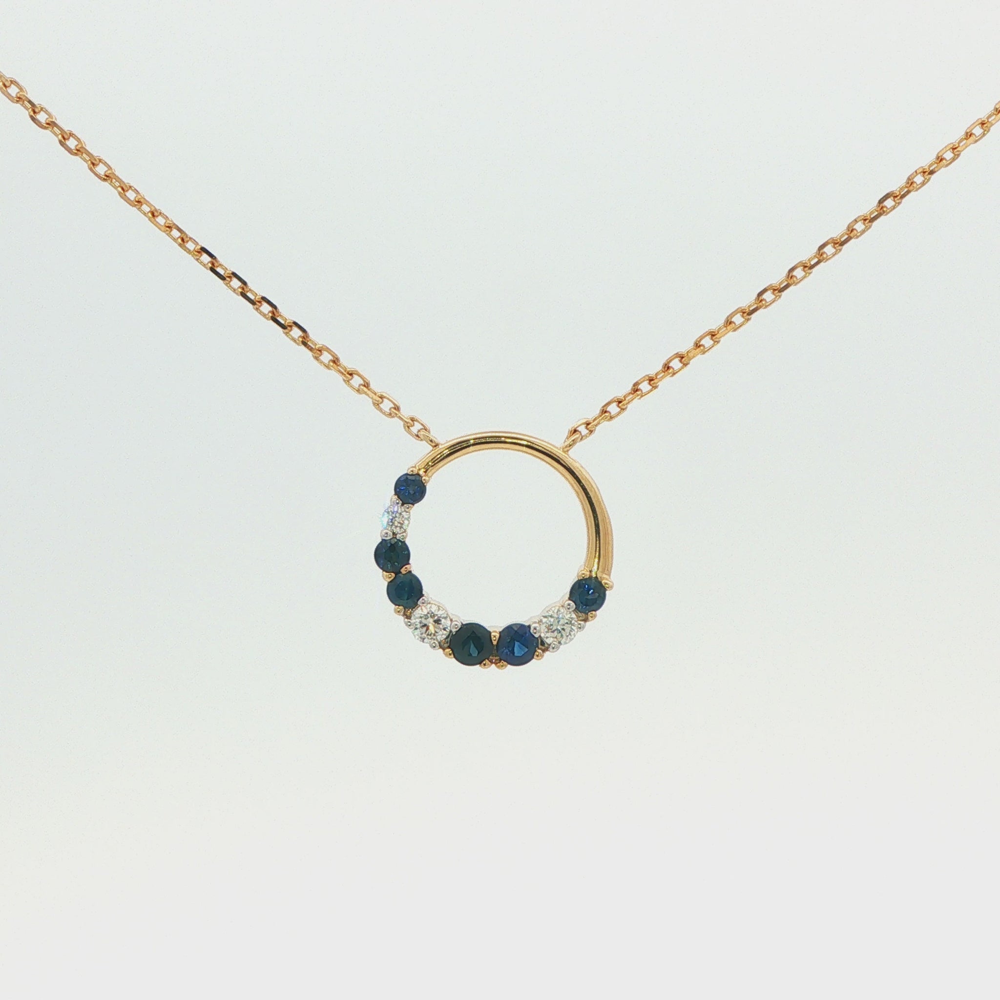 Blue Sapphire and Diamond Pendant Necklace