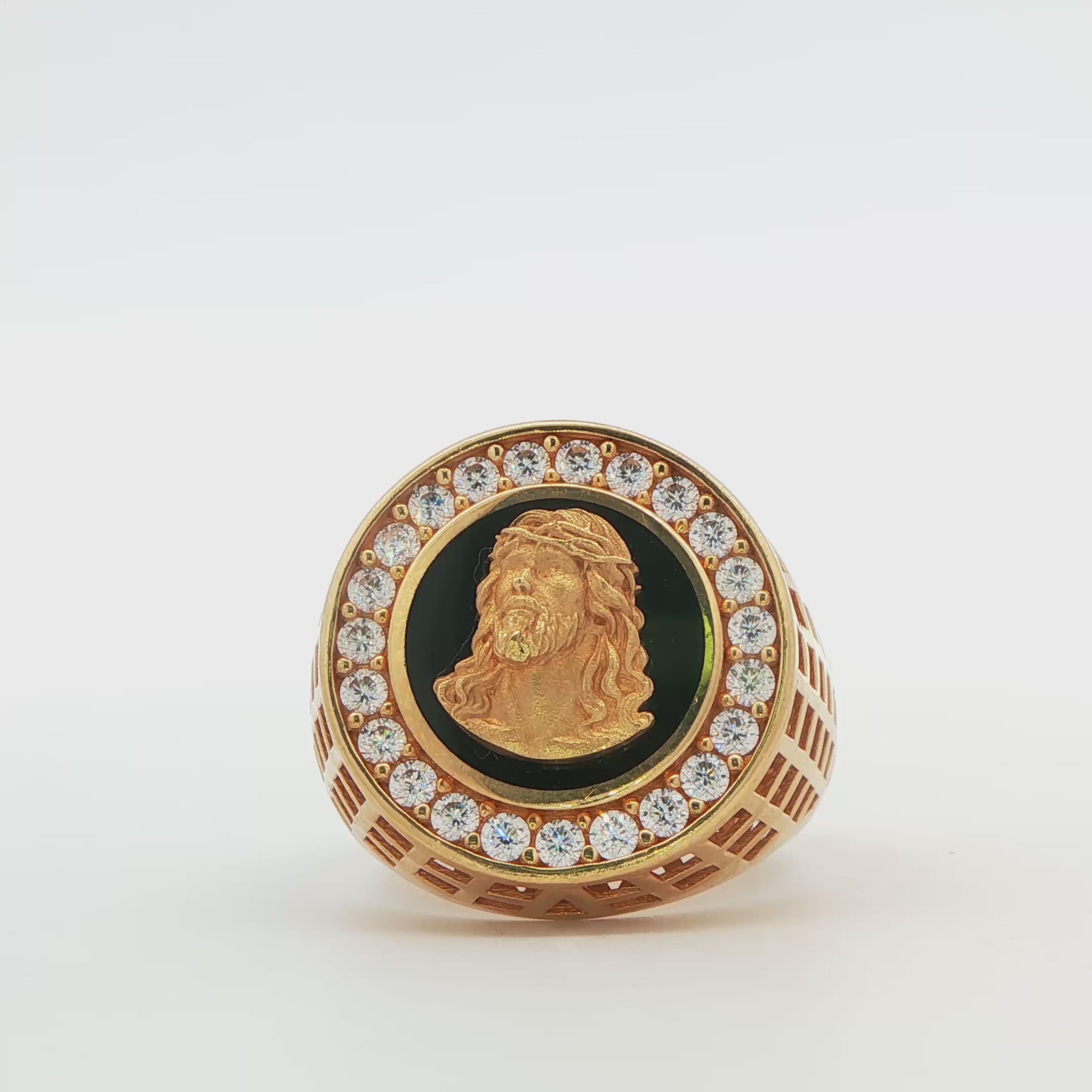 Men's Jesus Onyx Signet Ring
