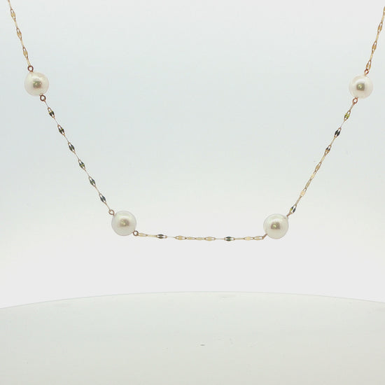 Pink Akoya Pearl Station Necklace
