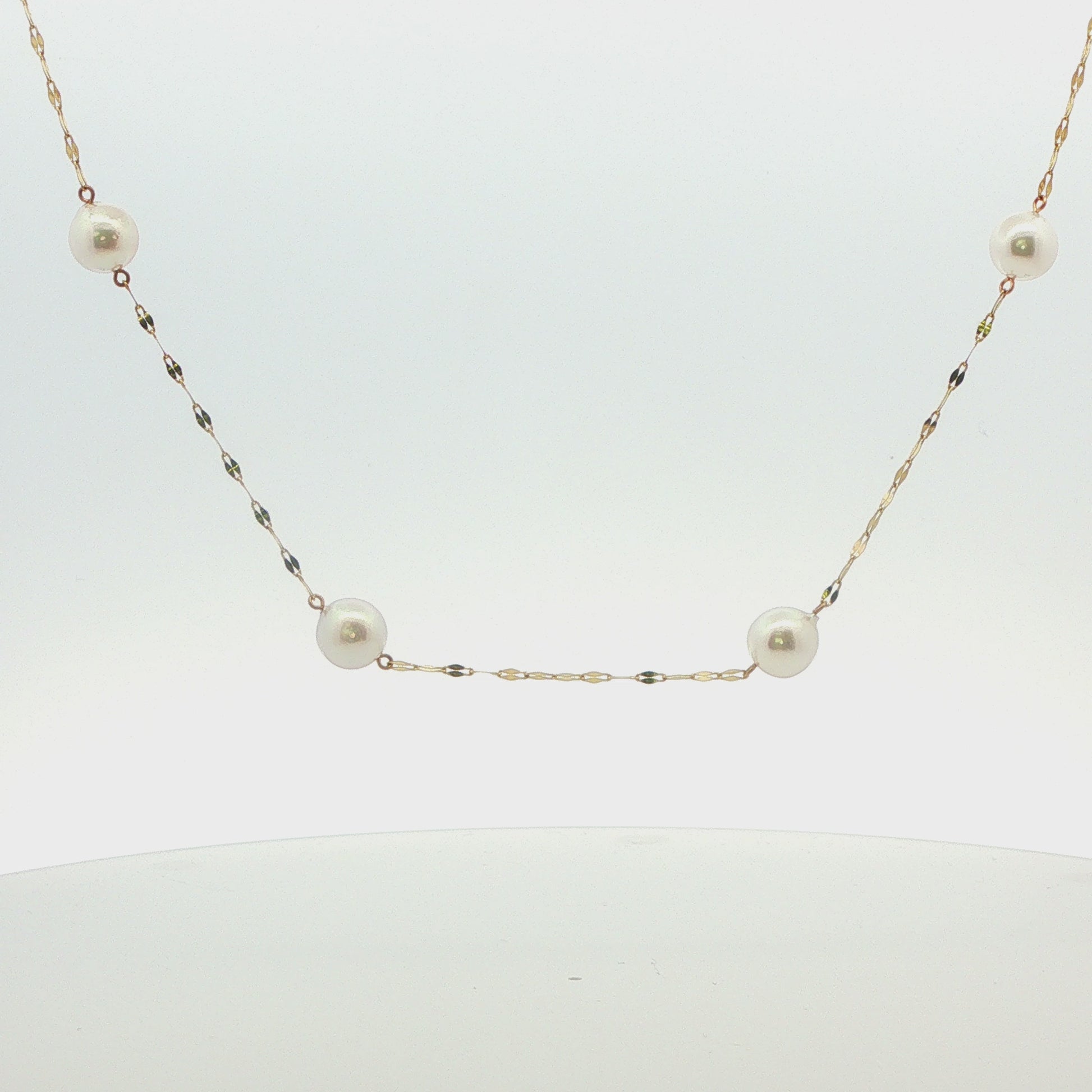Pink Akoya Pearl Station Necklace
