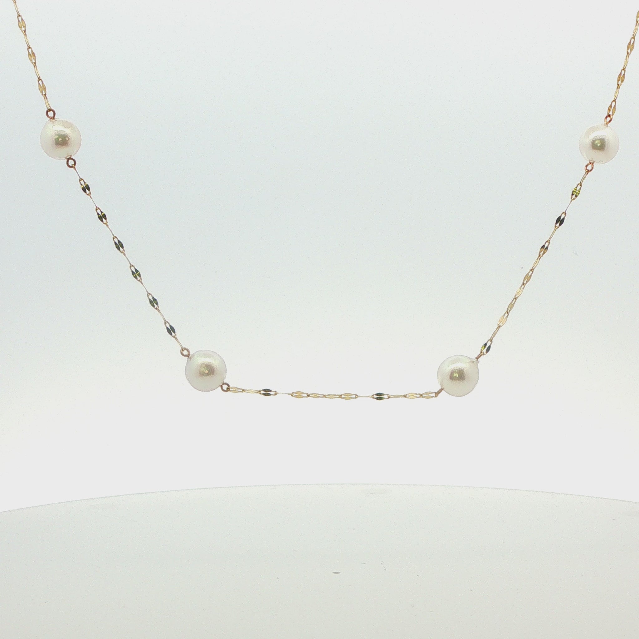 Pink Akoya Pearl Station Necklace