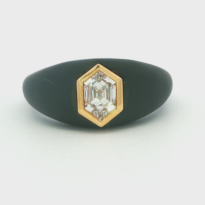 18K 1 CT TW. Hexagonal Diamond Men's Fashion Ring