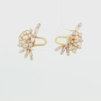 14K YG FANCY BAG AND DIA STUD EARRING