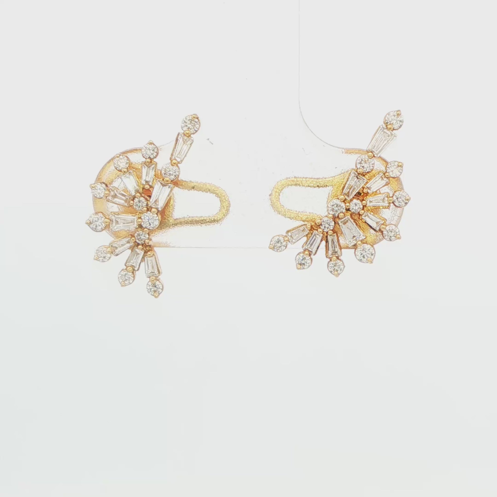 14K YG FANCY BAG AND DIA STUD EARRING