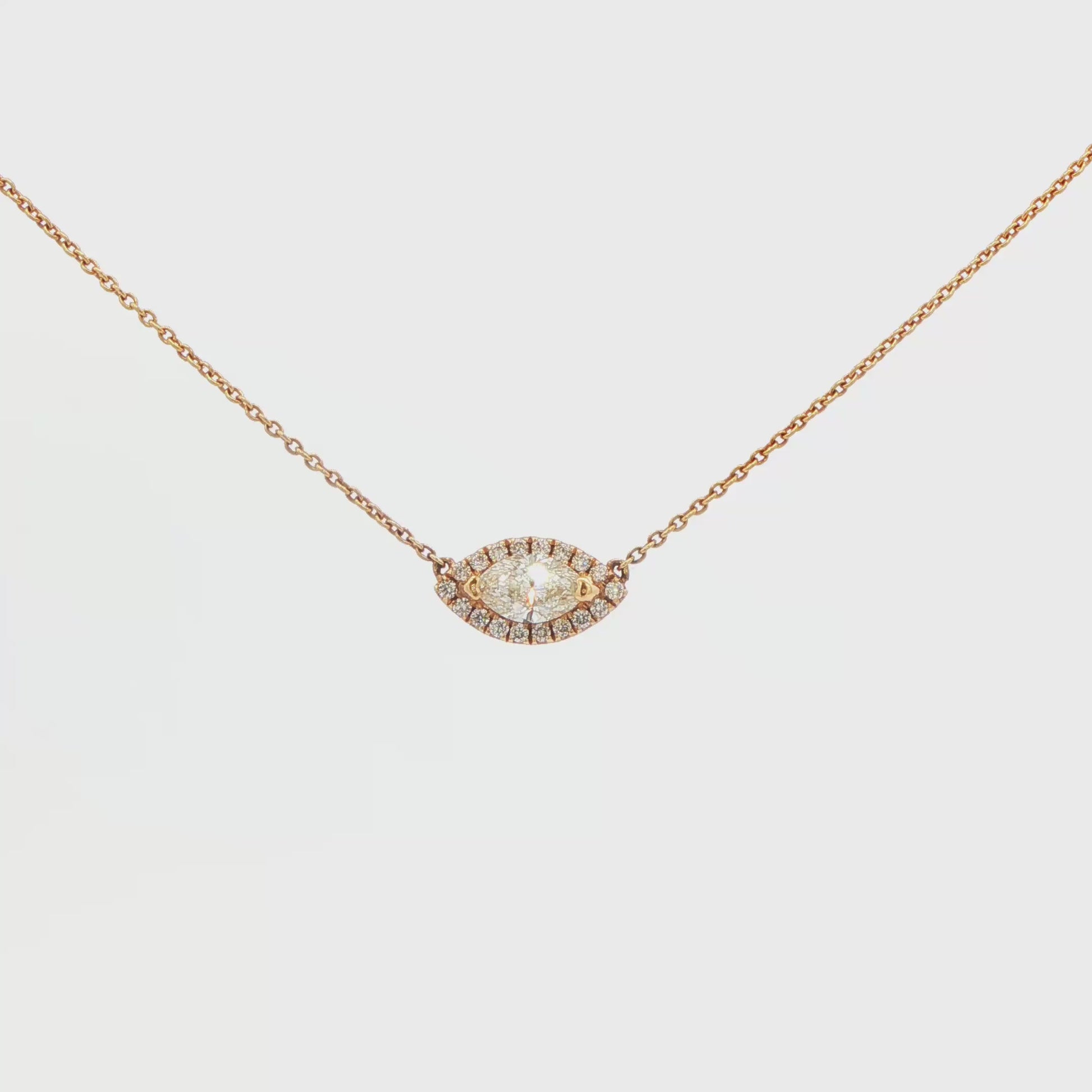 Marquise Diamond Halo Necklace