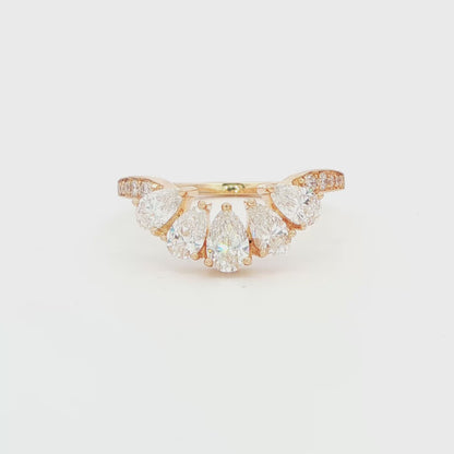 14K YG LG 0.96 CTW PEAR-SHAPE CONTOUR BAND 2