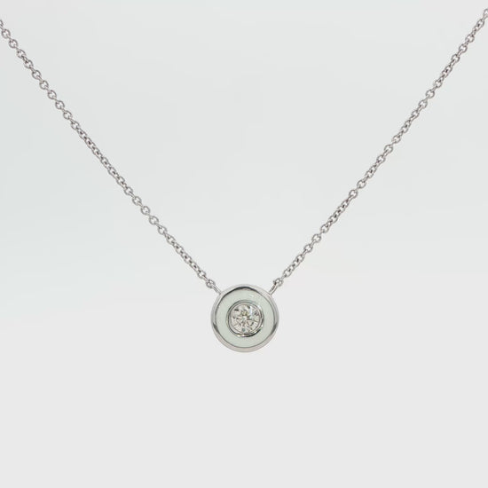 Diamond White Enamel Pendant Necklace
