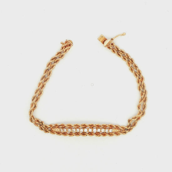 14K YG Braided 0.60 CT TW. Diamond Bar Bracelet