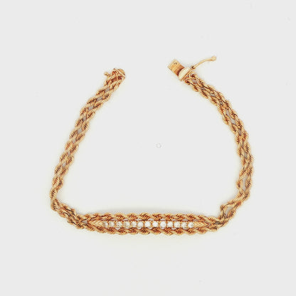 14K YG Braided 0.60 CT TW. Diamond Bar Bracelet