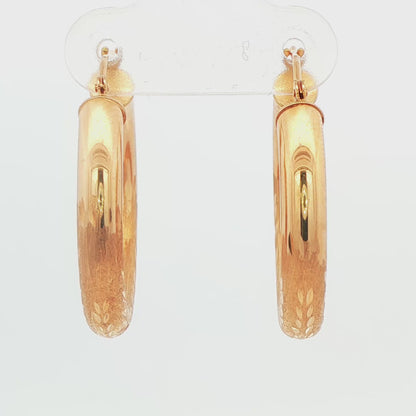 14K YG CHUNKY ETCHED MED HOOP EAR, 2.2G