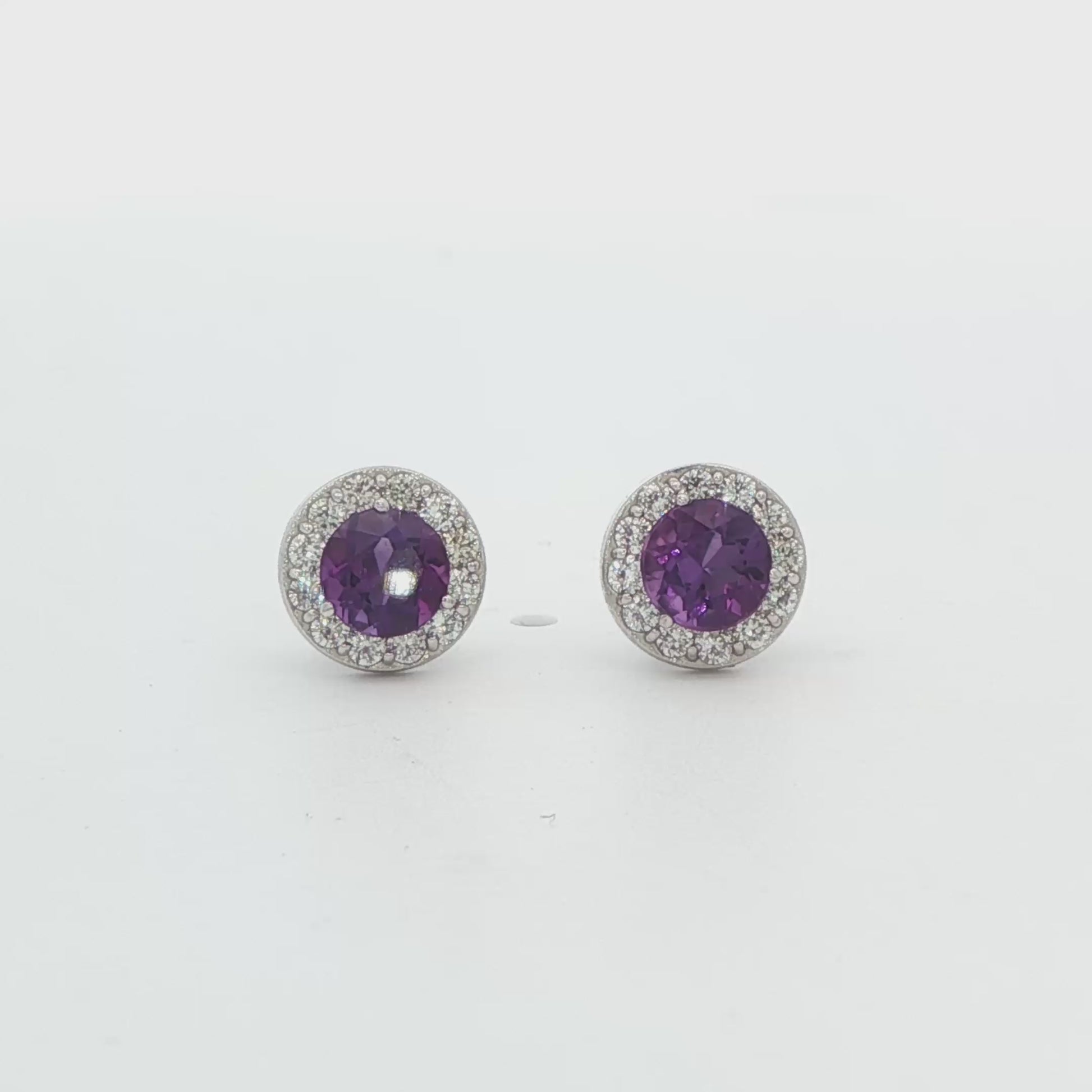 Amethyst Halo Stud Earrings