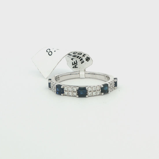 14K White Gold Diamond & Sapphire Ring