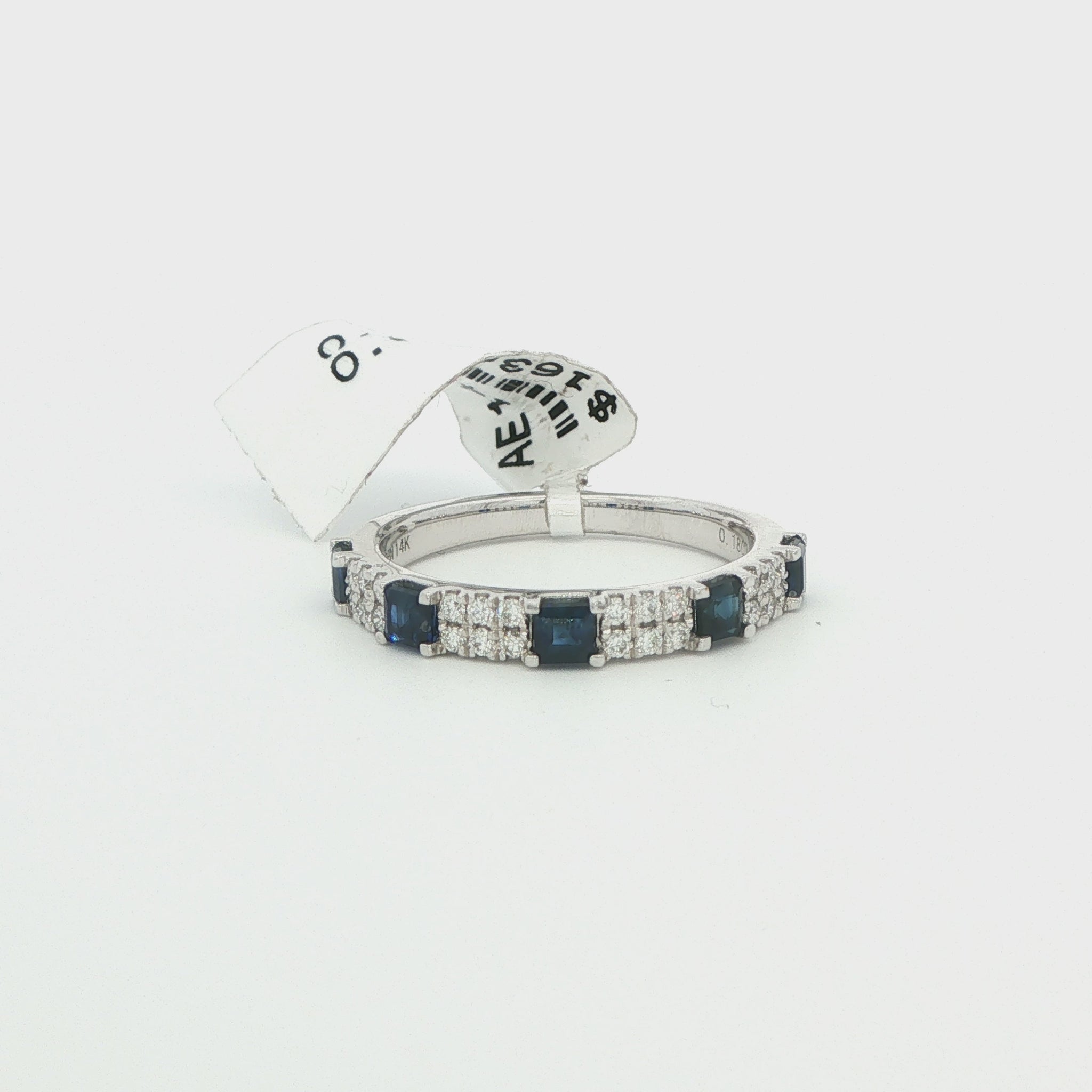 14K White Gold Diamond & Sapphire Ring